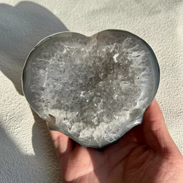 Natural Druzy Agate Crystal Geode Heart Shape Healing Stone Home Decor 3