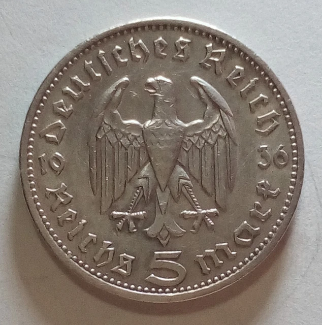 Germany 5 Reichsmark 1936A KM# 86 silver 0.900