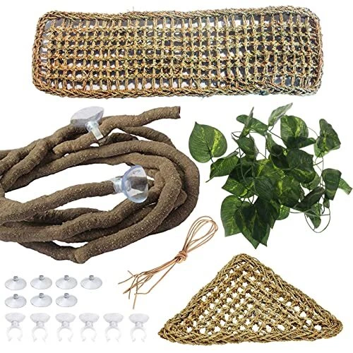 Bearded Dragon Hammock Reptile Jungle Vines Flexible Reptile Leaves with