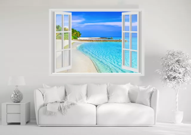 Adesivi Murali Finestra - MARE OCEANO SPIAGGIA  - Wall Stickers 3D - VINILE