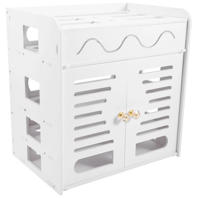 Boîte De Rangement Câbles 30x12x11cm | Couvercle Bambou, Corps ABS | Pour Cache-prises Et Organisateur Bureau