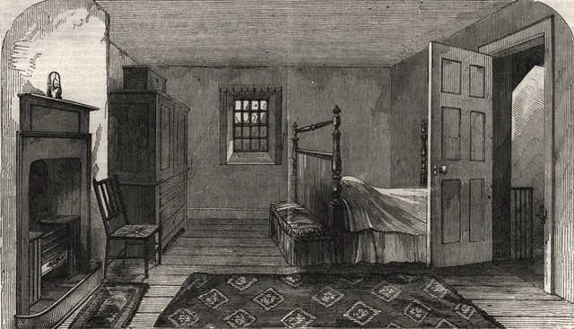 The Burns Centenary - the room in which Burns died, at Dumfries. Scotland, 1859