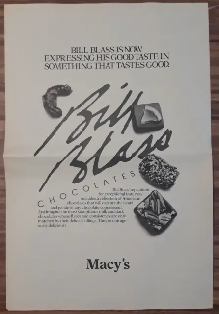 Large Bill Blass Print Ad Poster Size 21x14" Bill Blass Chocolates at Macy's