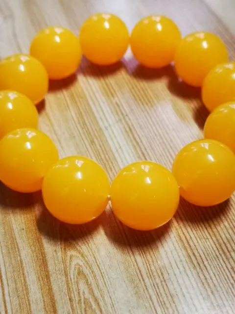 20mm Beautiful Natural Yellow Amber Beeswax Prayer Beads Bracelet C70