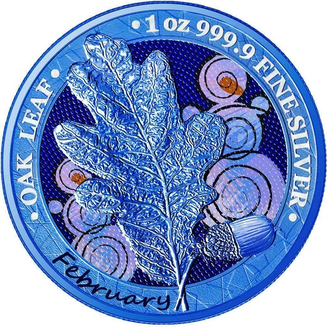 Germania 2019 5 Mark Oak Leaf - Series 12 Months  - February 1 Oz Silver Coin