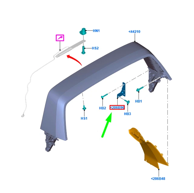 FORD RANGER T6 MK1 Rear Spoiler Left Reinforcement 2012219 NEW GENUINE ...