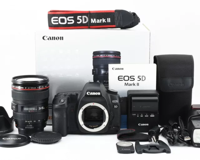 [ Mint+ S/C 7365] Canon EOS 5d Mark II 2 21.1MP Caméra Avec / 24-105mm EX430 Box