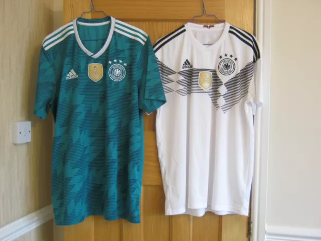 2 x Authentic Germany 2018 Shirts. Home and Away. Large and XL. Excellent Cond.