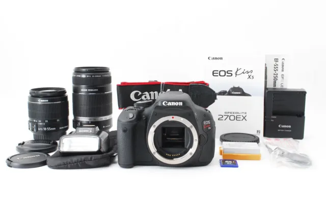Canon EOS Kiss X5 (Rebel T3i / 600D) w/ 18-55mm&55-200mm Lens 731Shot [Near Mint