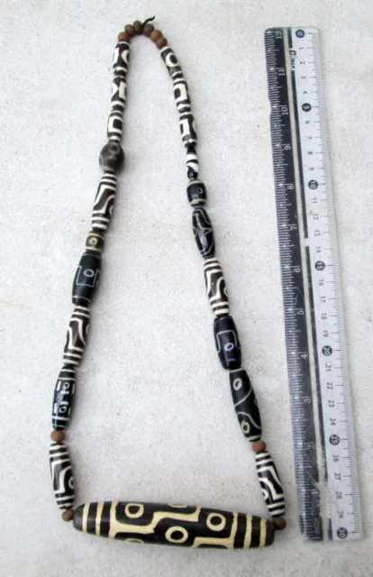 POWERFUL! Vintage Tharu Tibet Tibetan Dzi Bead Shaman Necklace 9 Eye Dzi