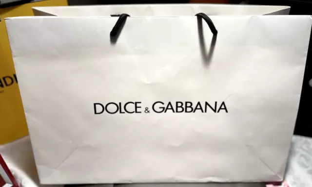 Dolce & Gabbana AUTHENTIC Paper Shopping Bag Gift Rope White 12.5" x 19" x 6.25"