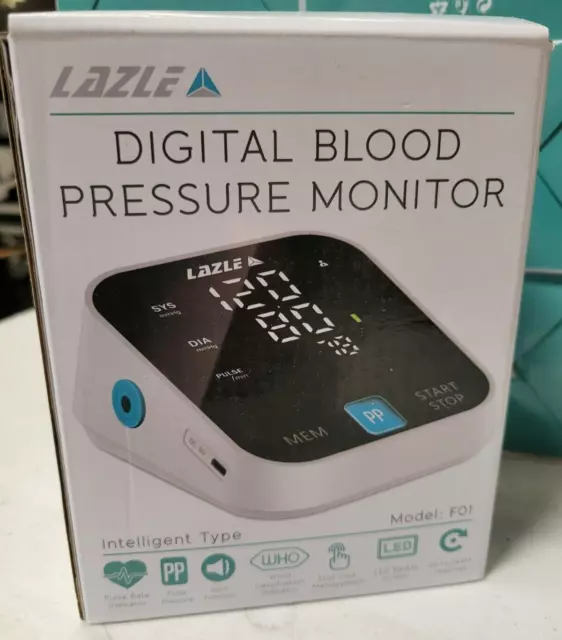 Lazle Blood Upper Arm Pressure Monitor F01 w/ Voice Broadcast & Case ~ Brand new