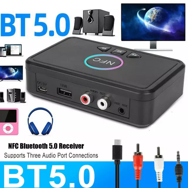 Bluetooth 5.0 NFC Transmitter Empfänger Sender Receiver Stereo Audio AUX Adapter