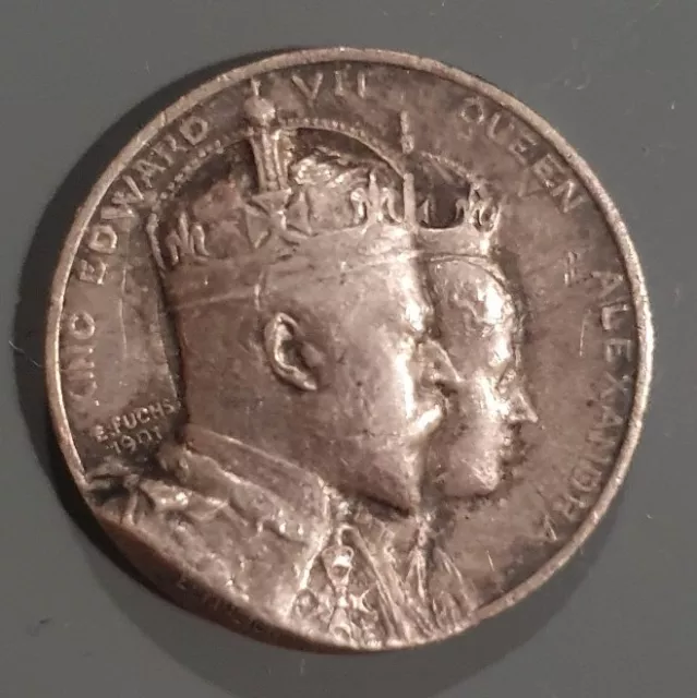 1902 Edward Vii Silver Coronation Medal Coin Rare