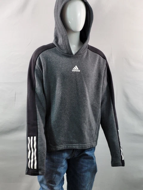 Adidas tuta grigia maglione con cappuccio età 14-15 anni ragazze causale attivo