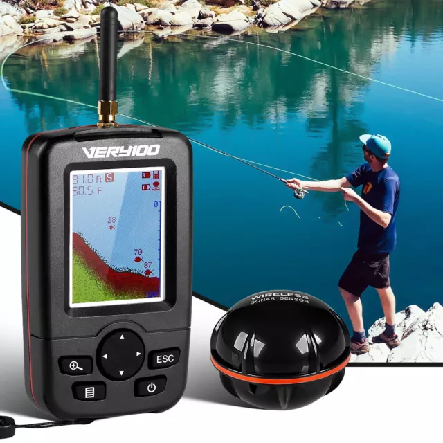 Black 100M Wireless LCD Fish finder Rechargeable Fishfinders with Sonar Sensor 3