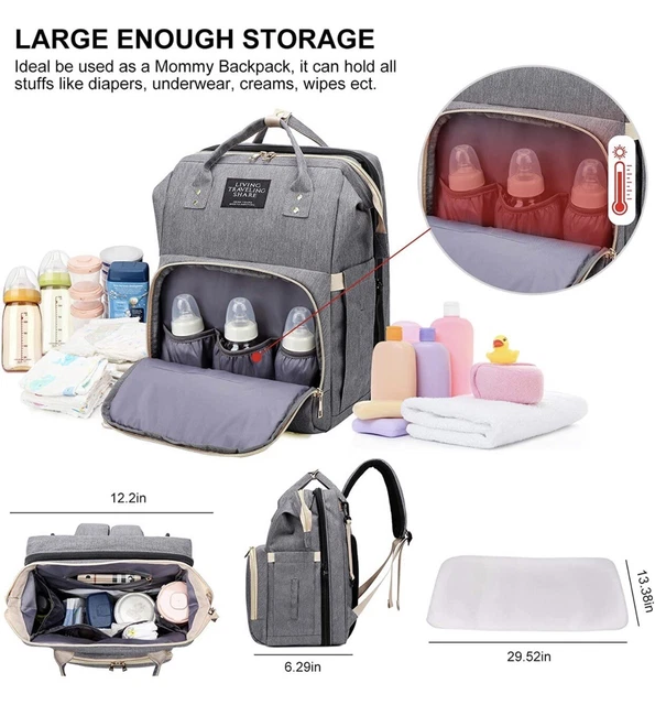 Baby Diaper Bag Backpack with Bassinet Changing Station Gray 4