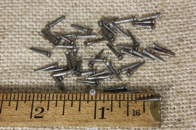 old wire clinching Shoe NAILS 50 tacks pins 3/8” BRADS vintage 1903 antique