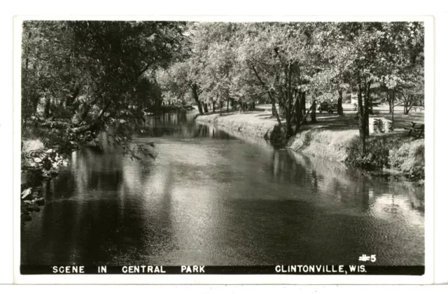 RPPC - A Scene in Central Park, Clintonville, Wisconsin 1945 - 1950 Postcard