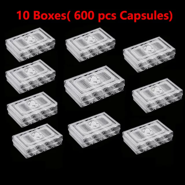 60-600Pcs 41mm Round Clear Coins Case Capsules Holder Container Case Storage Box