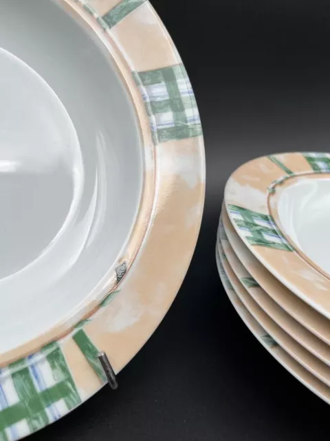 6 ASSIETTES CREUSES EN PORCELAINE LIMOGES - PHILIPPE DESHOULIERES Modèle RUBAN 2