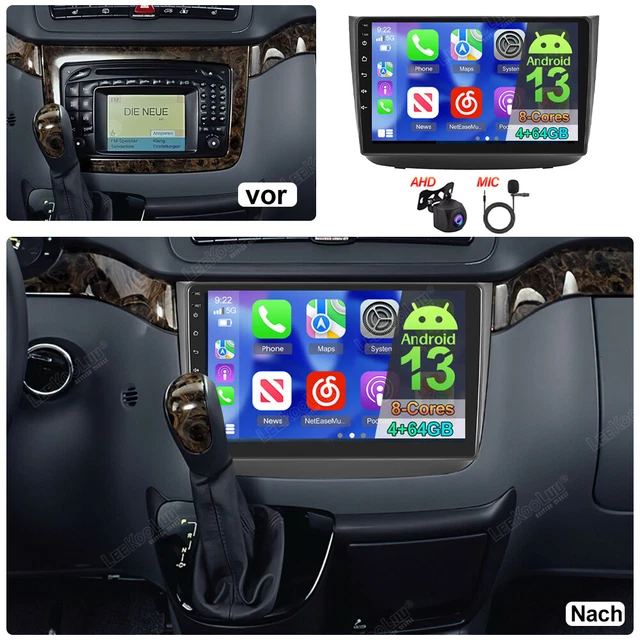 9 Zoll 4 64GB 8-Kern Android 14 Autoradio für Mercedes-Benz A/B-Klasse