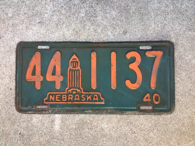 1940 - Nebraska - License Plate