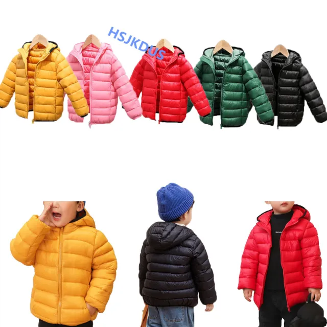 Boys Girls Toddler Winter Parka Thick Jacket Hoodie Hooded Coat Age 2-9 Years / 2