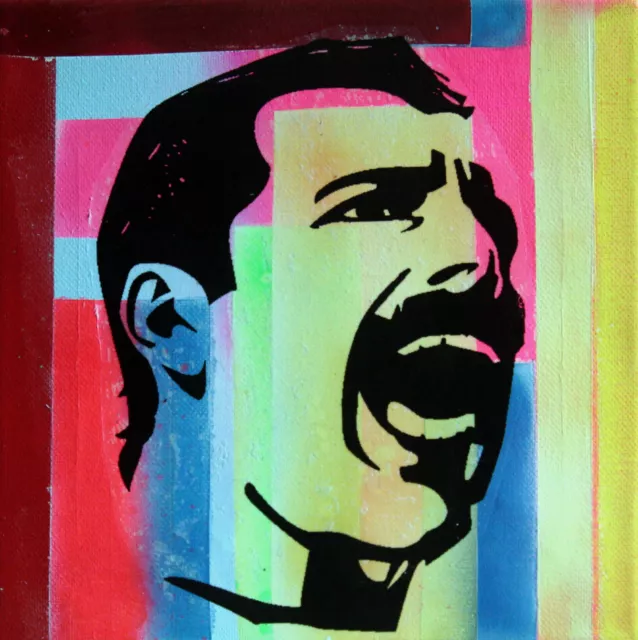 freddy mercury PyB signed tableau pop street art graffiti painting canvas french