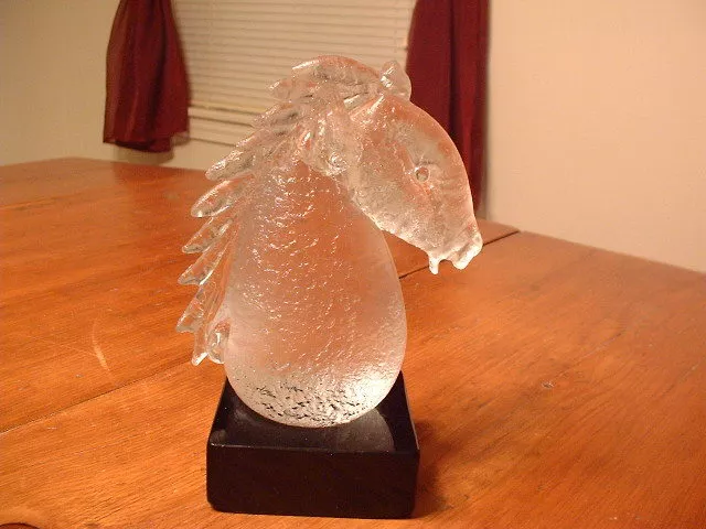 Wonderful French Art Glass Horse Statue Signed Robla