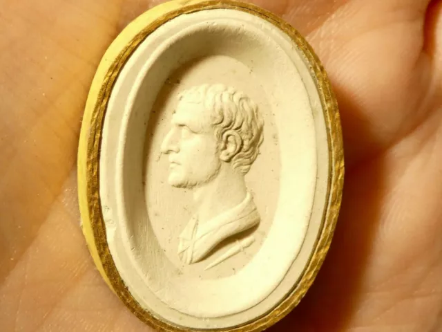 19thC Man's Bust Plaster Tassie Intaglio Classic Cameo Grand Tour #T137