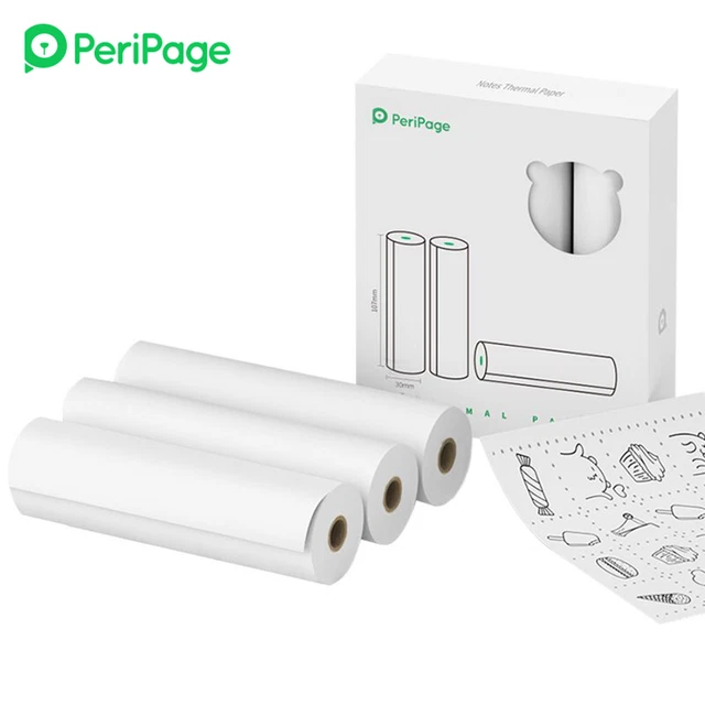 PeriPage 107 x 30mm Notes Thermal Paper Roll BPA-Free Non-adhesive Paper M0M0