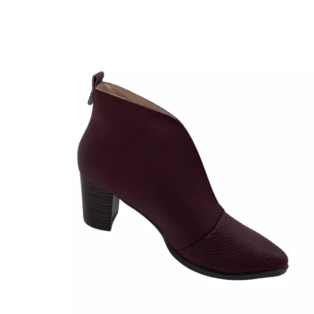 Journee Collection Bellamy Womens S 7.5 Wine Almond Toe Block Heel Ankle Booties