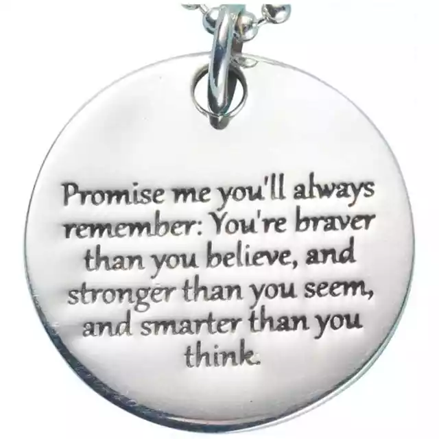 Women's Promise Me Christopher Robin Quote Pendant - Sterling Silver Engraved...