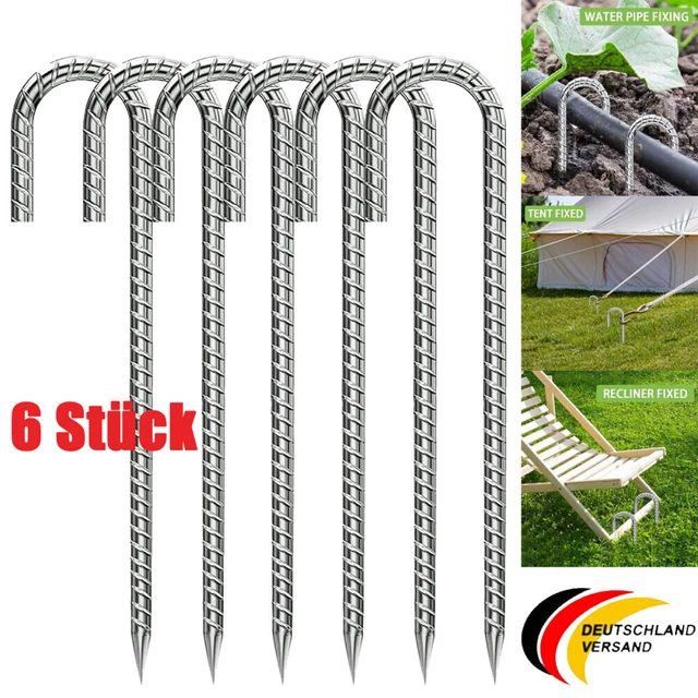 6STK HERINGE BODENANKER Erdnägel Zelt Erdanker 30cm Zeltheringe Stahl