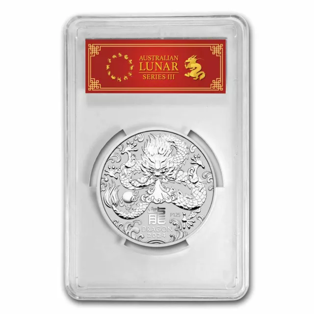 2024 AUS 2 oz Silver Lunar Dragon MS-70 PCGS (FS, Red Label)