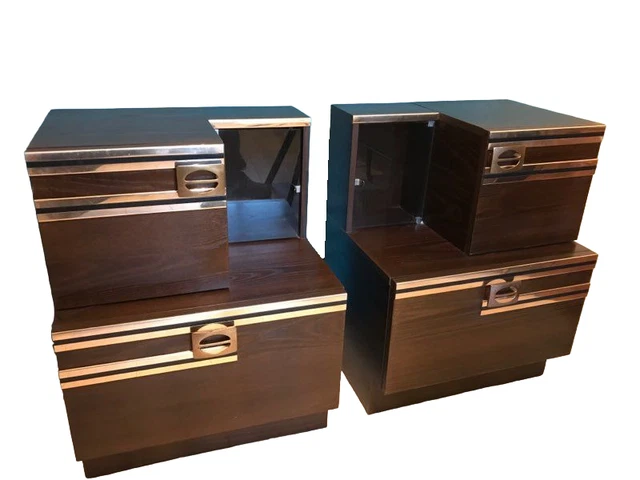 french modern mid century 60s vintage nightstands bedside tables retro wood