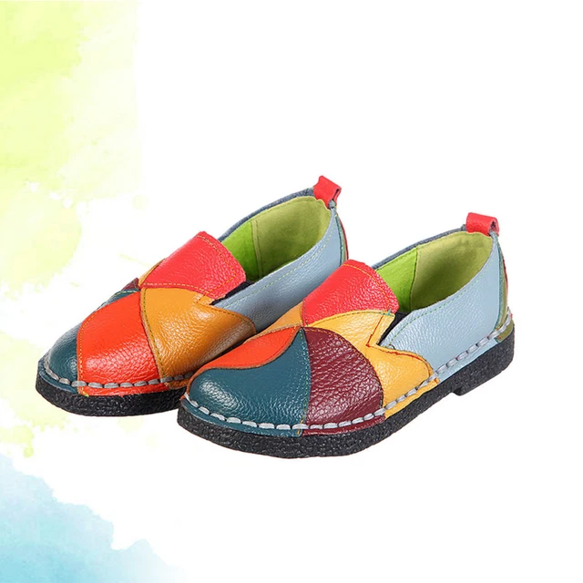Chaussures en cuir pour femmes de couleur rétro de style ethnique de grande 2