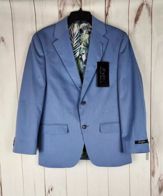 Sean John Men's Classic-Fit Stretch Chambray Suit Jacket Blazer Blue 38R NWT