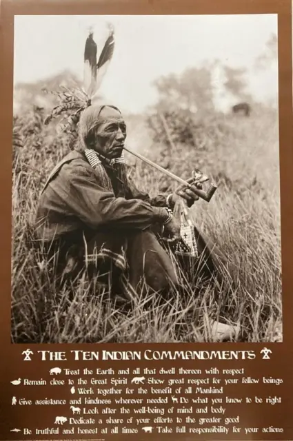 The Ten Indian Commandments Poster Large 24"x36" Indigenous Native American, New