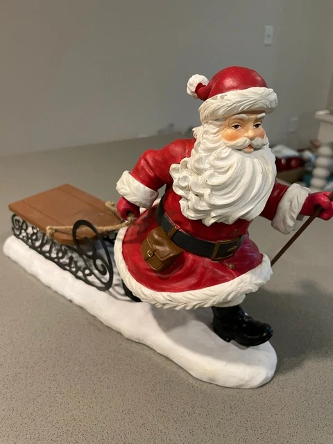 Rare Vintage Hallmark Christmas in Evergreen Santa Pulling Sled, Geoff Greenleaf