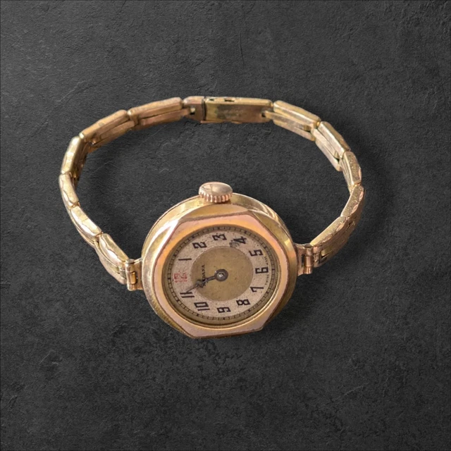MEDANA ROLLED GOLD Case Strap Ladies Watch Swiss Made Jewels