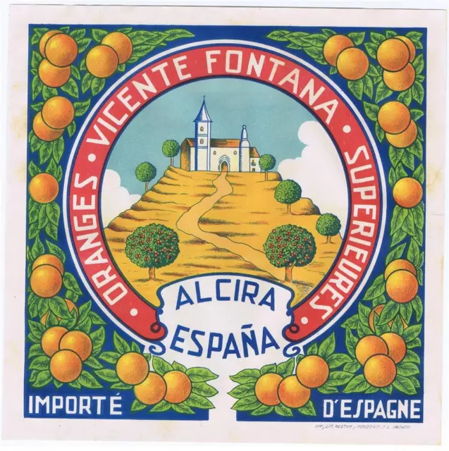 Vicente Fontana Alcira Spain  original Spanish Orange  Crate label