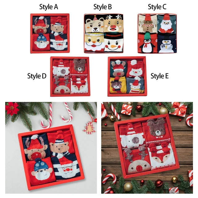 4 paires de chaussettes de noël pour femmes, chaussettes fantaisie de noël