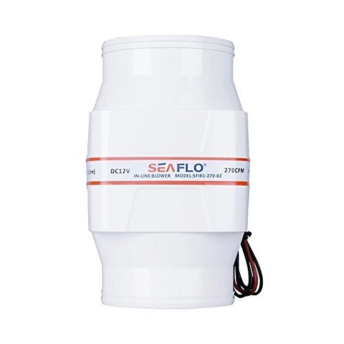 SEAFLO 4" in-Line Bilge Air Blower 12V 270 CFM Quiet Boat White