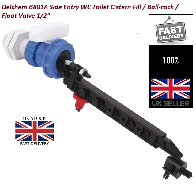 DELCHEM B801A SIDE Entry WC Toilet Cistern Fill / Ballcock / Float