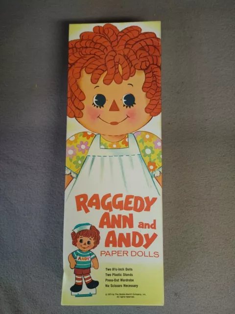 Vintage Raggedy Ann & Andy Paper Cut Out Dolls Whitman 1973 Bobbs-Merrill NEW!!!