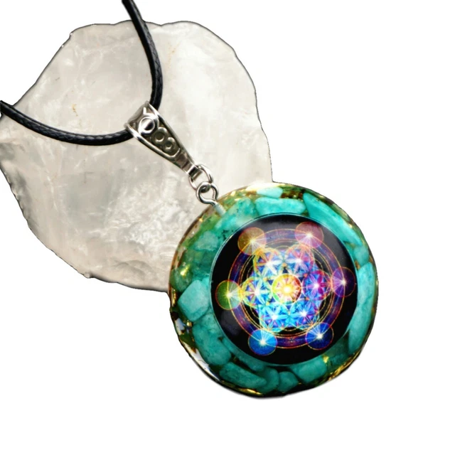 Chakra Orgonite Pendant Natural Crystal Stone Healing Energy EMF Orgone Necklace