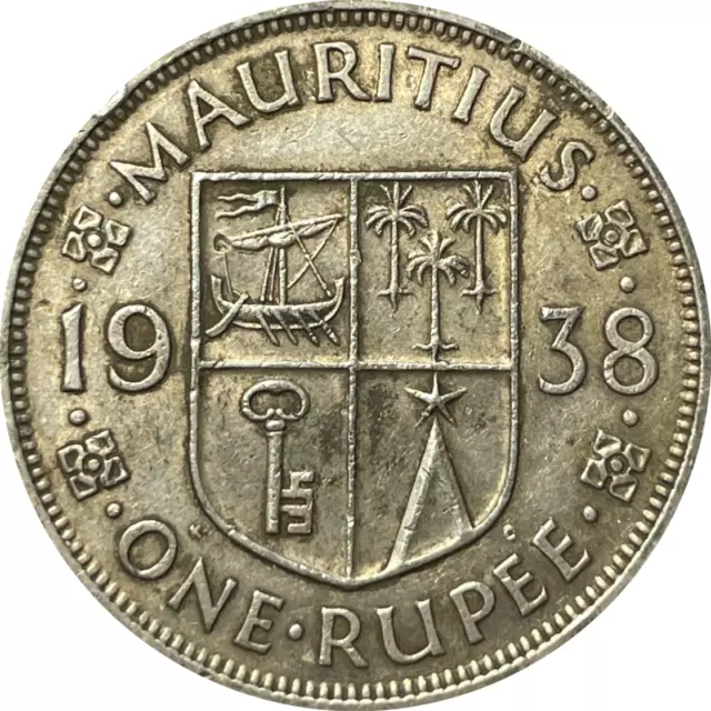 Mauritius 1938 1 Rupee Silver Coin George VI British Colony