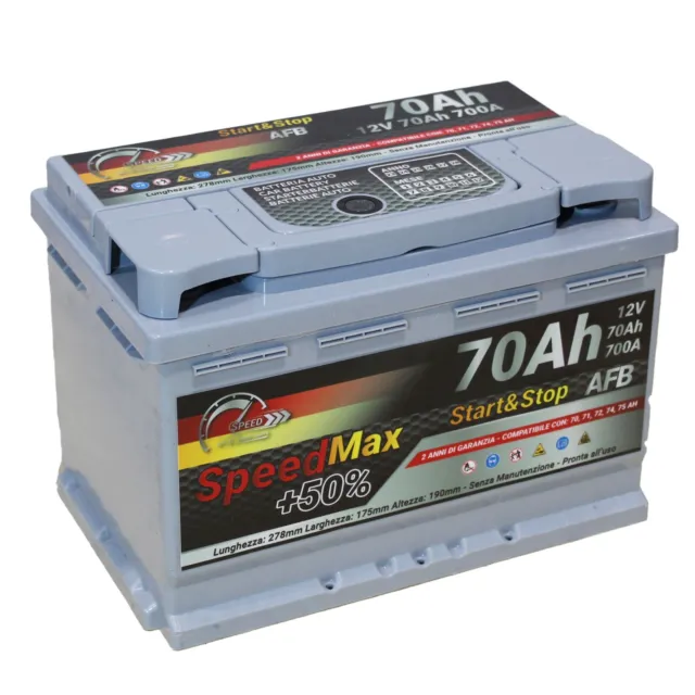 Batteria 70Ah Afb Speed Max Start&Stop 700A 12V L3 Efb Pronta All'uso